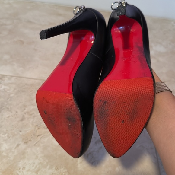 Christian Loubutin sexy black pumps zipper 5”stiletto .5” hidden platform sz39-8 - Picture 4 of 6